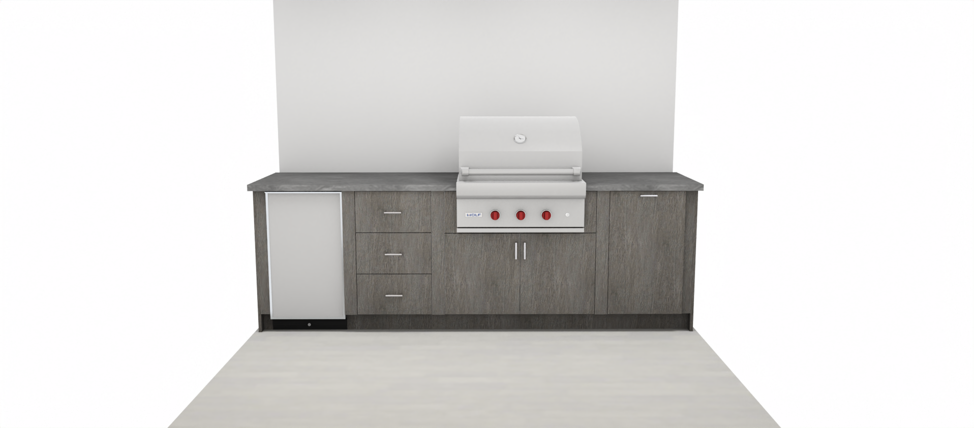 Outdoor kitchen technical render, before